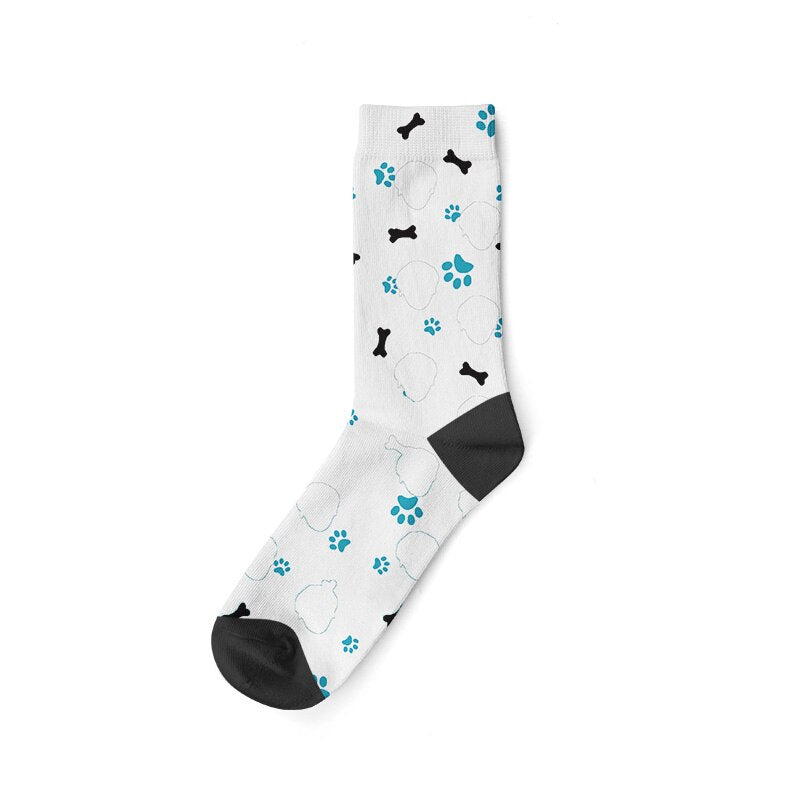 chaussette-motif-chien-blanc